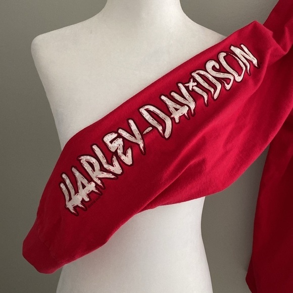 Harley Davidson red long sleeve Christmas tee - Picture 5 of 9